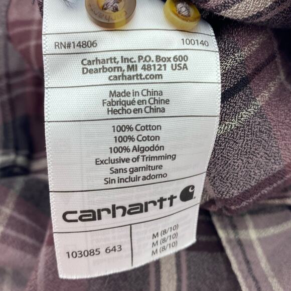 Carhartt Shirt Women’s Medium Fairview Western Plaid Purple & Brown Gorpcore - Picture 4 of 9